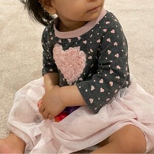 Heart Patterned Baby Dress - 6 month